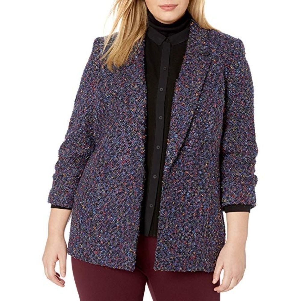 Nine West Tweed Blazer Jacket Navy Multi‎ Color Women's Medium NWT